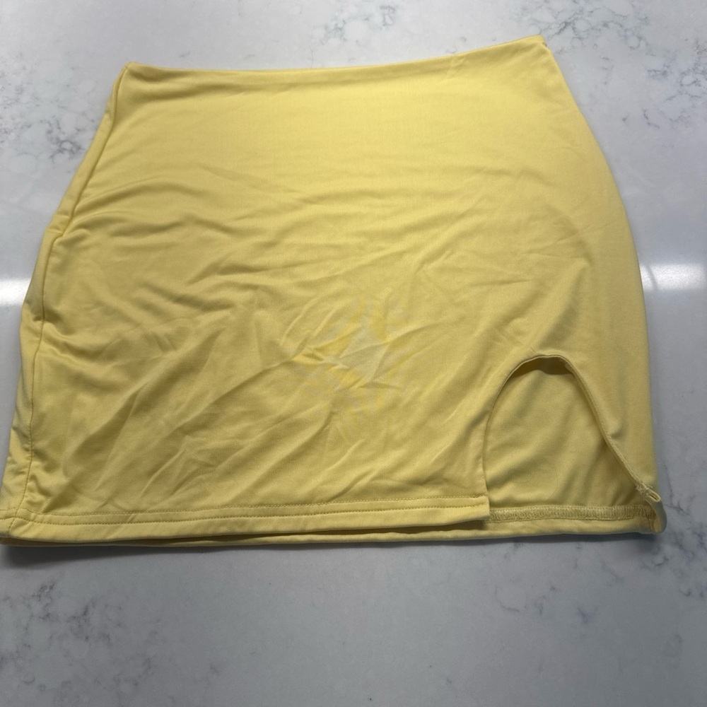 Yellow Mini Skirt with Side Slit